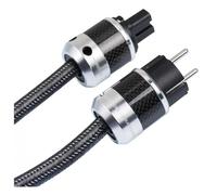 Norstone - Câble d'alimentation - Tresse textile noire-argentée - 1 x prise d'alimentation type SchukoCorps aluminium et fibre d' carbon / 1 x connecteur à 3 pôles IEC-C15Corps aluminium et fibre d' c