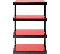 Norstone Meuble Hi‑Fi Esse - Noir brillant et verre rouge