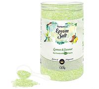 Nortembio Sels d’Epsom 100% Parfum Citron et Noix de Coco 1,25 kg - Source Naturelle de Magnésium | Avec Vitamines C et E Hydratantes | Pour Bains Relaxants, Spa et Soin de la Peau + E-Book Gratuit