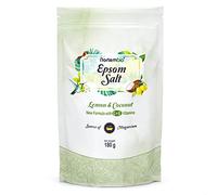 Nortembio Sels d’Epsom 100% Parfum Citron et Noix de Coco 180 g - Source Naturelle de Magnésium | Avec Vitamines C et E Hydratantes | Pour Bains Relaxants, Spa et Soin de la Peau + E-Book Gratuit