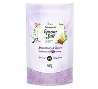 Nortembio Sels d’Epsom 100% Parfum Fraise & Roses 180 g - Source Naturelle de Magnésium | Avec Vitamines C et E Hydratantes | Pour Bains Relaxants, Spa et Soin de la Peau + E-Book Gratuit
