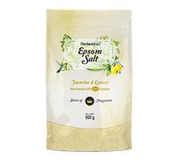 Nortembio Sels d’Epsom 100% Parfum Jasmin & Citron 850 g - Source Naturelle de Magnésium | Avec Vitamines C et E Hydratantes | Pour Bains Relaxants, Spa et Soin de la Peau + E-Book Gratuit
