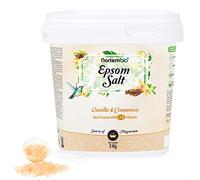 Nortembio Sels d’Epsom 100% Parfum Vanille & Cannelle 3 kg - Source Naturelle de Magnésium | Avec Vitamines C et E Hydratantes | Pour Bains Relaxants, Spa et Soin de la Peau + E-Book Gratuit