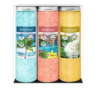 Nortembio Sels d’Epsom Coffret Cadeau Parfums Jasmin, Cannelle et Noix de Coco 3 x 430 g | Magnésium Naturel avec Vitamines C et E | Bains Relaxants, Spa, Hydratation + E-Book Gratuit