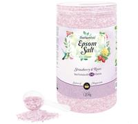 Nortembio Sels d'Epsom Parfumés 1,25 kg Sel de Bain au Magnésium, Vitamines C & E | Bain de Pieds, Spa Maison, Relaxation et Bien-être | Parfum au Choix + eBook Gratuit (Fraises & Roses)