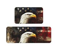 North American Eagle Lot de 2 tapis de sol antidérapants pour cuisine, salle à manger, buanderie et plus encore, 43,2 x 74,9 cm + 43,2 x 129,9 cm, noir