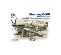 North American P-51b Mustang Usaaf Avec Des Pilotes De L'usaaf Et Personnel Au Sol - Icm Icm48125-Icm-Icm