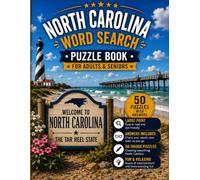 North Carolina Word Search Book for Adults & Seniors: 50 Large Print Word Search Puzzles Featuring the Outer Banks, Blue Ridge Mountains, Great Smoky Mountains, Wildlife, History & More