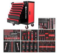 North-Cittie 7-Box XXL Edition Chariot à Outils avec 256 Pièces D'outils Professionnels, Idéal pour I'atelier, la Maison, Le Chariot Qui Vous Donne Un Monde de Bricolage Plus Ordonné