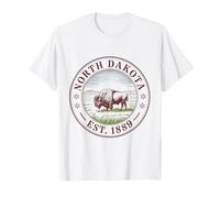 North Dakota Vintage State 1889 Chemise Bison Plains Horizon T-Shirt
