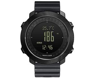 NORTH EDGE Apache 50m Montres-Bracelets Numérique Étanche avec Chronomètre Alarme Compte à Rebours Altimètre Double Temps Baromètre Boussole pour Hommes Femmes Bracelet en Caoutchouc