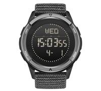 NORTH EDGE Montre militaire pour homme en fibre de carbone étanche avec affichage de la date en nylon style militaire tactique minimaliste (bracelet noir)