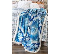 North End Decor Grande Couverture Sherpa Extra pelucheuse 172,7 x 137,2 cm, Motif Floral des Chakras, 137,2 x 172,7 cm, Bleu