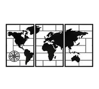 NORTH KAISER Carte du Monde Métal | Grande Décoration Murale en Métal | Tenture Murale Moderne | Décorations Noires pour la Maison, Bureau, Salon, Cadeau de Pendaison de Crémaillère (120 x 60 cm)