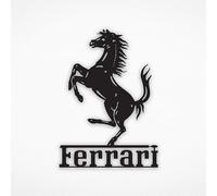 NORTH KAISER Décoration Murale Métal Ferrari | Art Murale Logo Voiture | Sculpture Automobile pour Garage Salle de Jeux Chambre Extérieur | Cadeau pour les Amateurs de Voitures (Noir, 74 x 47.6 cm)