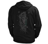North Legendary - Sweat à capuche pour homme - Imprimé déesse nordique Freya dans le dos - Fermeture éclair nordique Viking Walhalla - Valhalla Viking, pétrole, L