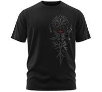 North Legendary - T-shirt pour homme - Vegvisir - Arbre du monde - Impression sur poitrine - T-shirt Viking - Valhalla - Cadeau pour homme, Rouge sang., M
