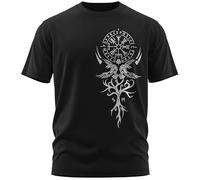 North Legendary - T-shirt pour homme - Vegvisir - Arbre du monde - Impression sur poitrine - T-shirt Viking - Valhalla - Cadeau pour homme, Blanc., XXL