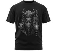 North Legendary T-shirt pour homme - Wodan Odin Cornes - Impression sur la poitrine, T-shirt Viking, Valhalla, cadeau pour homme, gris, XL