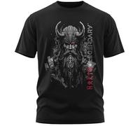 North Legendary T-shirt pour homme - Wodan Odin Cornes - Impression sur la poitrine, T-shirt Viking, Valhalla, cadeau pour homme, Rouge sang., XXL