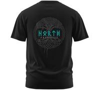 North Legendary T-shirt pour homme - Yggdrasil - Arbre du monde - Impression poitrine et dos - T-shirt Viking - Valhalla - Cadeau pour homme, pétrole, XXL