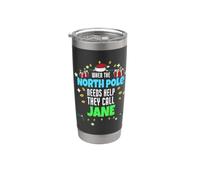 North Pole Helper Jane Nom de Noël Jane Gobelet isotherme en acier inoxydable double paroi