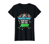 North Pole Helper Jerry Christmas Jerry Nom T-Shirt Graphique avec Valeur, Femme, Noir, XL