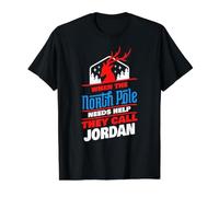 North Pole Helper Jordan Nom de Noël Amusant Jordan T-Shirt Graphique avec Valeur, Homme, Noir, M