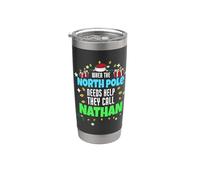 North Pole Helper Nathan Christmas Nom Nathan Gobelet isotherme en acier inoxydable double paroi