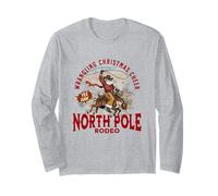 North Pole Rodeo Cowboy Père Noël se battant Noël Manche Longue