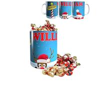 North Pole Tasse de Noël personnalisée « Peek A Boo » Père Noël et Rudolph avec sélection de friandises festives du Père Noël