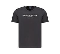 North Sails, Homme, Tops, Noir, Taille: 3XL T-shirt en Coton Noir à Imprimé Graphique