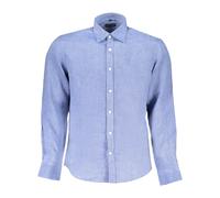 North Sails, Homme, Chemises, Bleu, Taille: 2XL Chemise Bleue à Manches Longues avec Col Italien