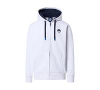 North Sails - Sweat à capuche en coton biologique avec fermeture éclair complète - Homme - Sweatshirts et sweats à capuche - Blanc - Taille: 3XL