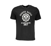 North Sails, Homme, Tops, Noir, Taille: L T-shirt en Coton Noir avec Logo