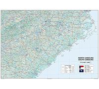 North & South Carolina Physical Poster Map 61 x 43,2 cm - Papier laminé