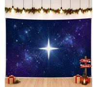 North Star Toile de fond de Noël Motif céleste 200 x 140 cm | Scène de galaxie céleste, toile de fond pour photographie, horizon nocturne bleu foncé, thème religieux d'hiver