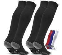 Northdeer Lot de 2 paires de chaussettes de football pour enfant garçon EU 31-34 - Pour le football, la course, l'entraînement (Noir 1)