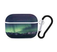 Northern Aurora Night Coque pour AirPods Pro 2, coque de protection rigide antichoc pour homme et femme, compatible avec coque Airpod Pro 2e/1ère génération, avec porte-clés, blanc