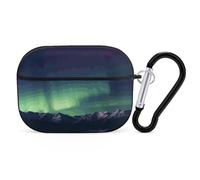 Northern Aurora Night Coque pour AirPods Pro 2, coque de protection rigide antichoc pour homme et femme, compatible avec coque Airpod Pro 2e/1ère génération, avec porte-clés (noir)