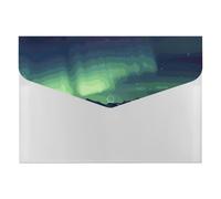 Northern Aurora Night Organiseur de documents en accordéon à 6 poches avec étiquettes et enveloppes en plastique avec fermeture à pression 33 x 23 cm