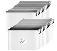 NORTHERN BROTHERS Lot de 24 pochettes en plastique avec fermeture zippée noire - Porte-documents zippés - Trousses à zip - Format A4