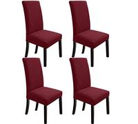 NORTHERN BROTHERS Lot de 4 Housses de Chaise de Salle à Manger Extensibles très ajustées pour chaises de Cuisine Parsons, Rouge vin