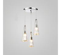 Northern Europe E14 3-Light Glass Pendant Lights Fixture Postmodern Crystal LED Ceiling Hanging Lamp Restaurant Droplight Cafe Restaurant Living Room Decor Chandelier Mod (Transparent Disc)
