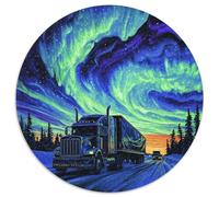 Northern Lights 1000 Pièces Puzzle Rond Unique Cadeau Impossible Jigsaw pour Adultes Famille Amis 1000pcs (67.5x67.5cm)