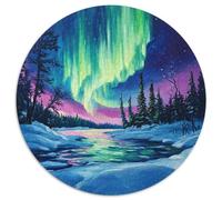 Northern Lights 1000 Pièces Puzzle Rond Unique Cadeau Irrégulière Puzzle Famille Amis 1000pcs (67.5x67.5cm)