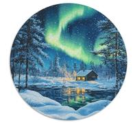 Northern Lights 1000 Pieces Puzzles Ronds Puzzle De l'art De La Décoration Moderne Jeu Cadeau Unique Puzzle De Qualité Supérieure pour Adultes Et Enfants 1000pcs (67.5x67.5cm)