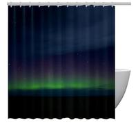 Northern Lights Aurora Ensemble de rideau de douche imperméable avec 12 crochets de rideau pour salle de bain rustique 182 x 182 cm