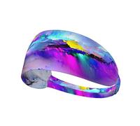 Northern Lights Bandeau élastique avec impression de peinture et ajustement réglable Idéal pour le yoga, la randonnée