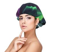 Northern Lights Bonnet de nuit en satin pour adulte Motif peinture Noir 33 cm, noir, taille unique